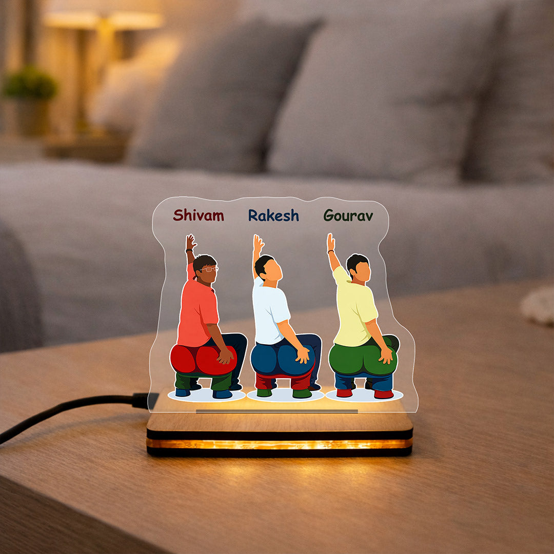 Personalized Friends Cartoon LED Acrylic Lamp Custom Name Gift Night Light 6x7" | Love Craft Gifts