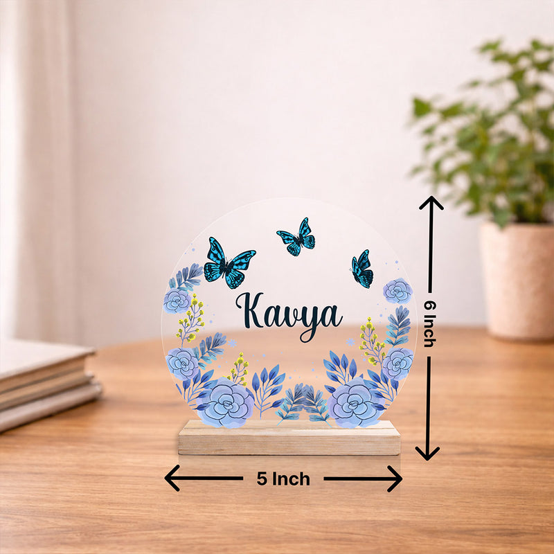 Personalized Butterfly Name Acrylic Table Stand (6x5 Inch) Custom Floral Name Display Gift for Girls, Kids & Loved Ones | Love Craft Gifts