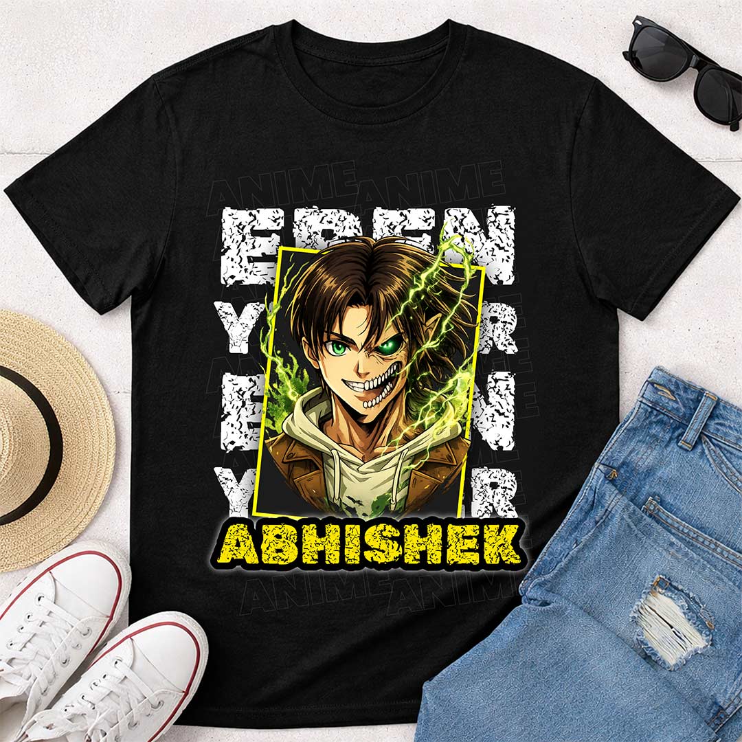Personalized Anime Attack Style Name T-Shirt for Men & Women – Custom Printed Black Tee | Love Craft Gifts
