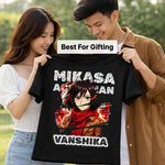 Personalized Mikasa Anime Name T-Shirt for Women – Custom Printed Black Tee | Love Craft Gifts