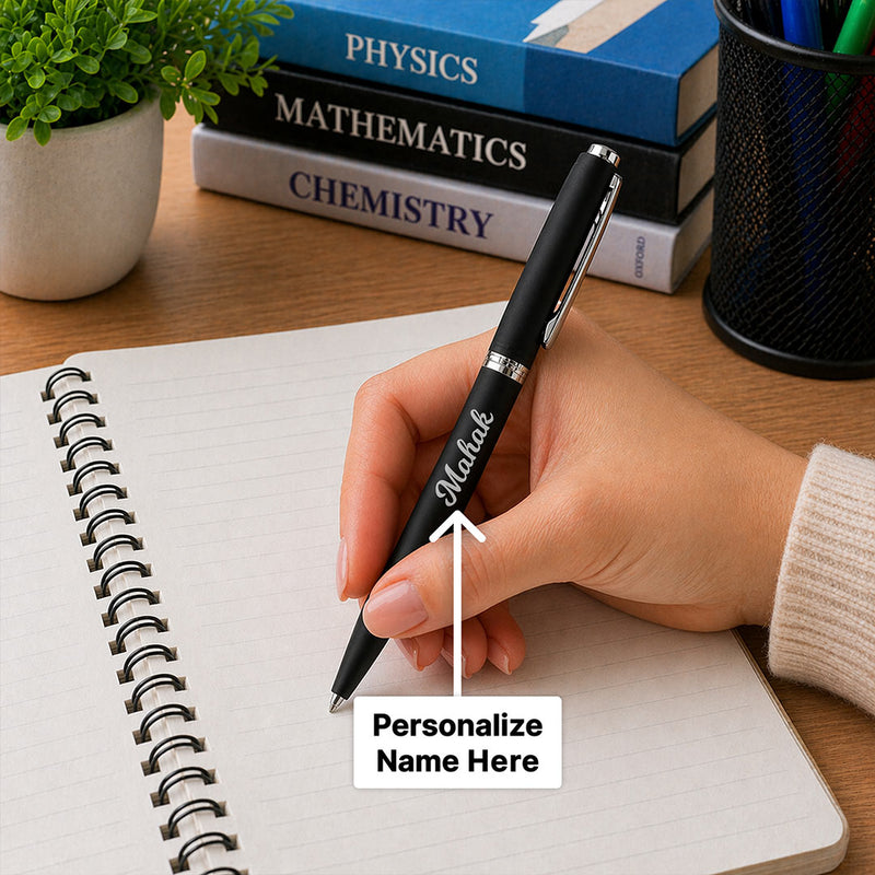 Personalized Matte Black Pen (Standard Size) – Elegant Custom Name Writing Gift for Professionals | Love Craft Gifts™