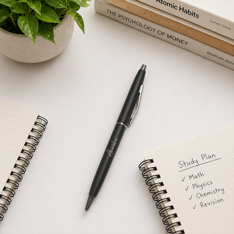 Personalized Black Pen with Silver Tip (Standard Size) – Premium Custom Name Writing Gift for Professionals | Love Craft Gifts™