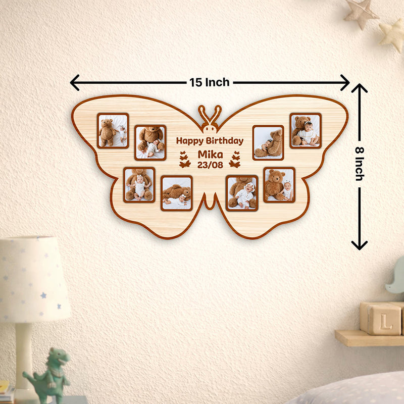 Personalized Butterfly Wooden Photo Frame (15x8 Inch) – Custom Name & Photo Birthday Gift | Love Craft Gifts™