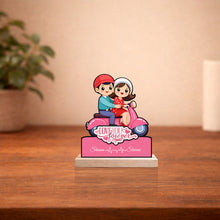 Personalized Couple Scooter Cartoon Wooden Cutout Table Stand-6x7"
