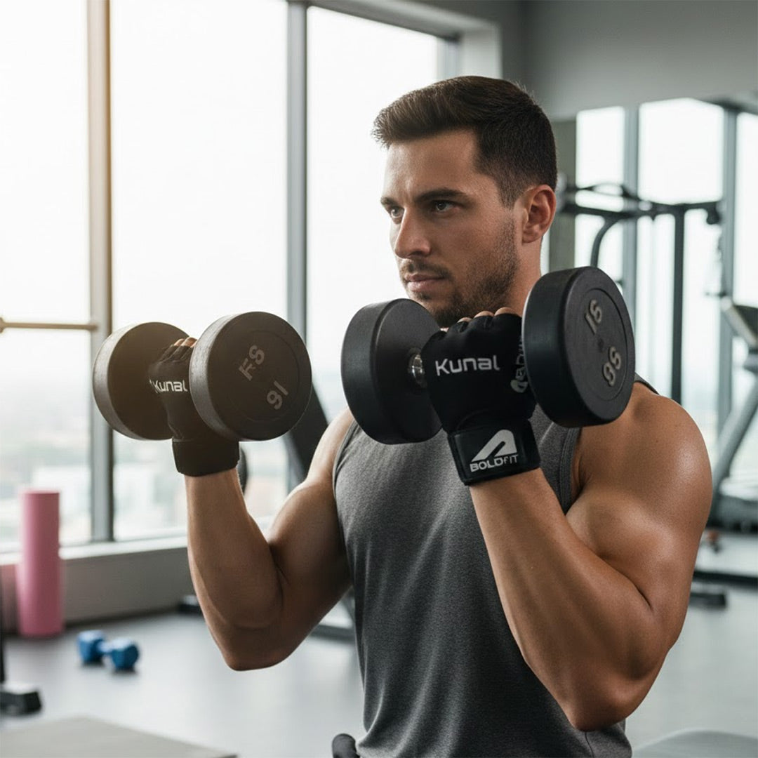 Personalized Boldfit Gym Gloves with Wrist Support – Size XL (Black) | Love Craft Gifts