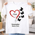 Personalized Heart & Butterfly Name Print White T-Shirt – Unisex Casual Wear | Love Craft Gifts