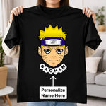 Personalized Ninja Anime Face Name T-Shirt for Kids – Custom Printed Black Tee | Love Craft Gifts