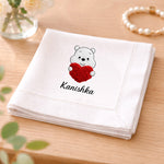 Personalized Printed Name Handkerchief – Custom Teddy Design Gift (Standard Size) | Love Craft Gifts