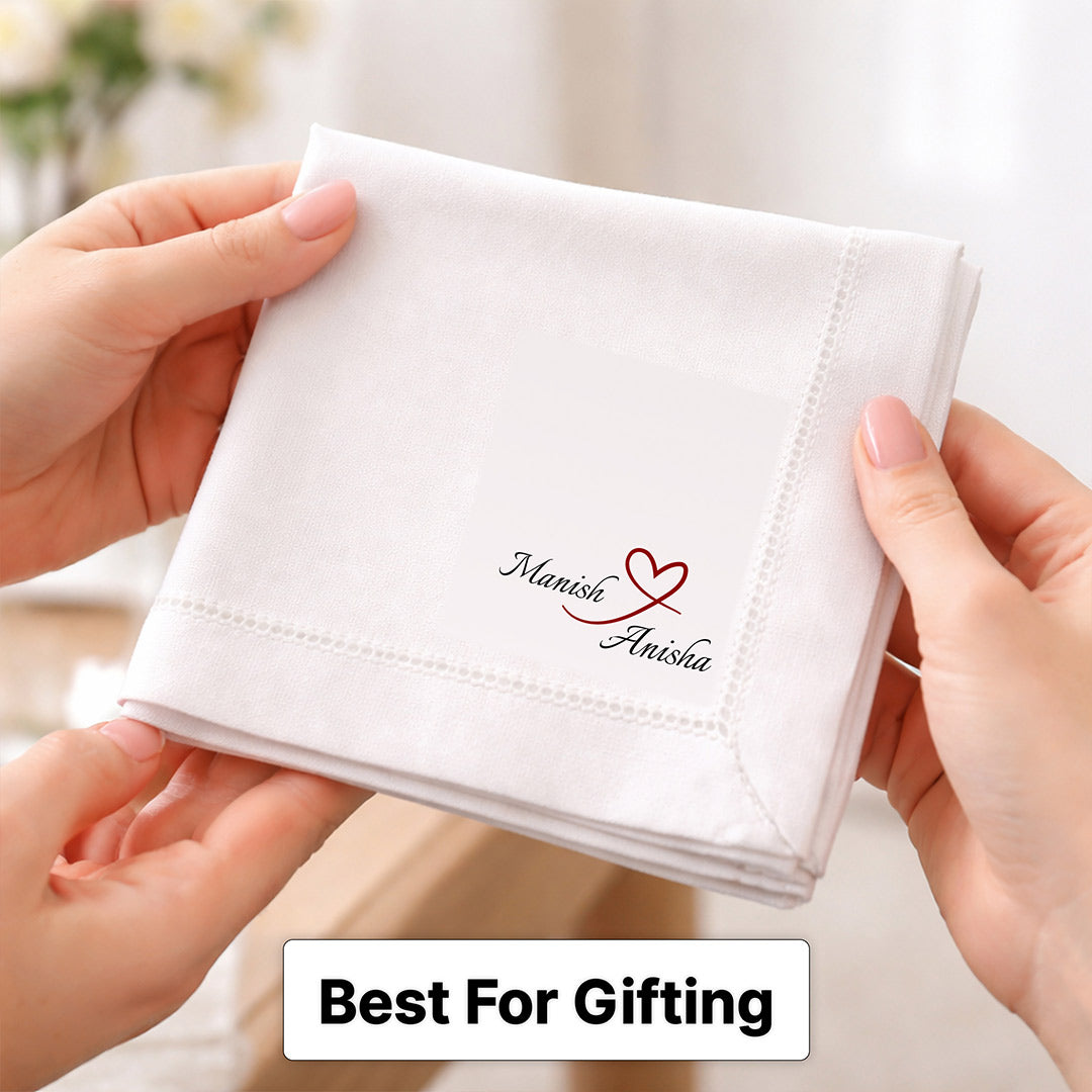 Personalized Couple Name Handkerchief – Custom Romantic Name Printed Hanky | Love Craft Gifts