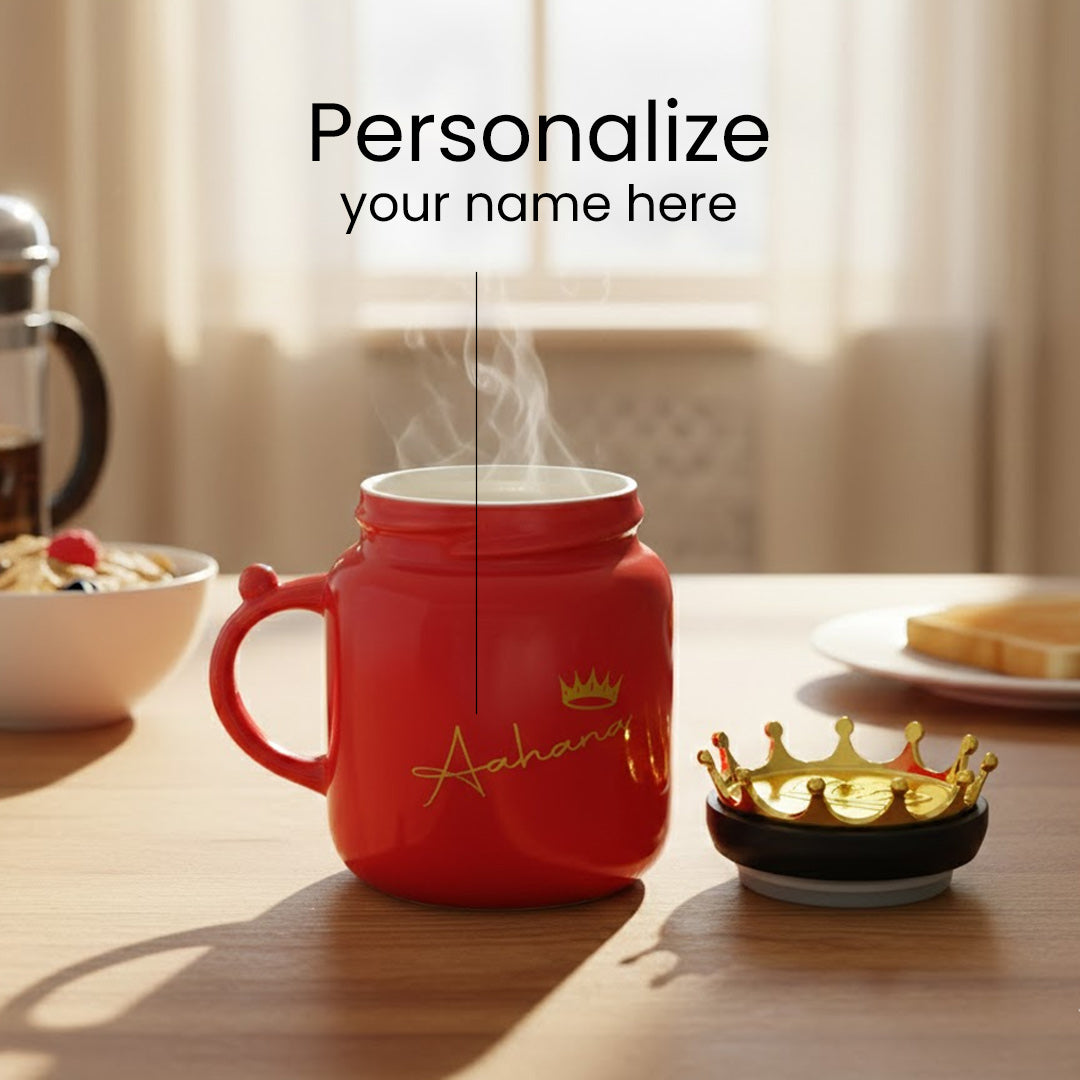 Personalized Queen Crown Ceramic Mug with Name – Royal Gift for Her | Love Craft Gifts