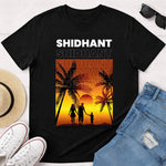 Personalized Sunset Family Silhouette Black T-Shirt – Custom Name Printed | Love Craft Gifts