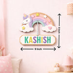 Personalized Unicorn Rainbow Name Wooden Hanging Wall Décor (9x8 Inch) | Love Craft Gifts