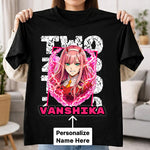 Personalized Zero Two Anime Name T-Shirt for Women – Custom Printed Black Tee | Love Craft Gifts