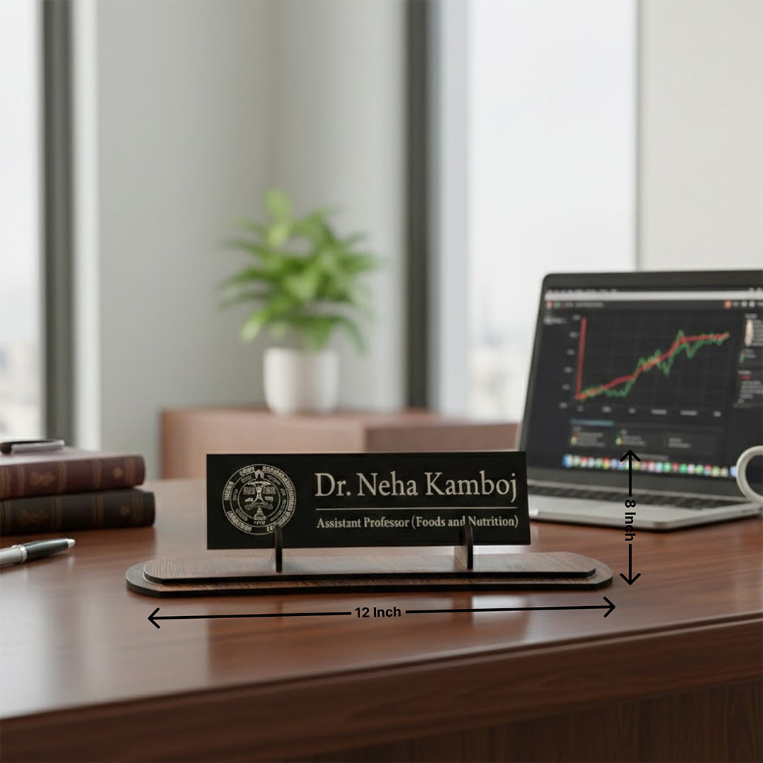 Personalized Premium Acrylic Desk Name Plate for Office & Home (12×8 Inch) | Love Craft Gifts