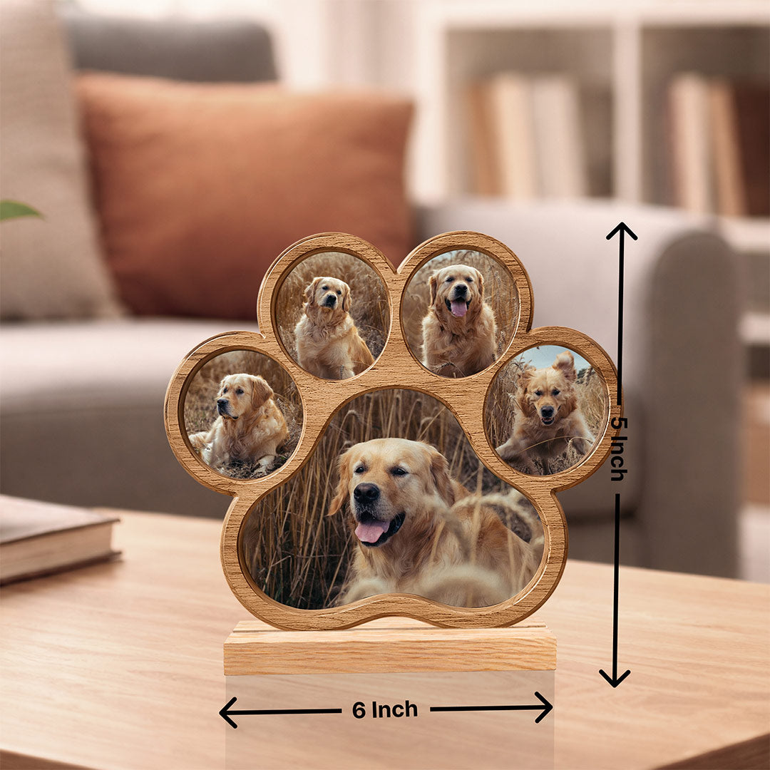 Personalized Pet Paw Photo Frame – Custom Dog Memory Wooden Frame (6x5 Inch) Unique Pet Lover Gift | Love Craft Gifts™