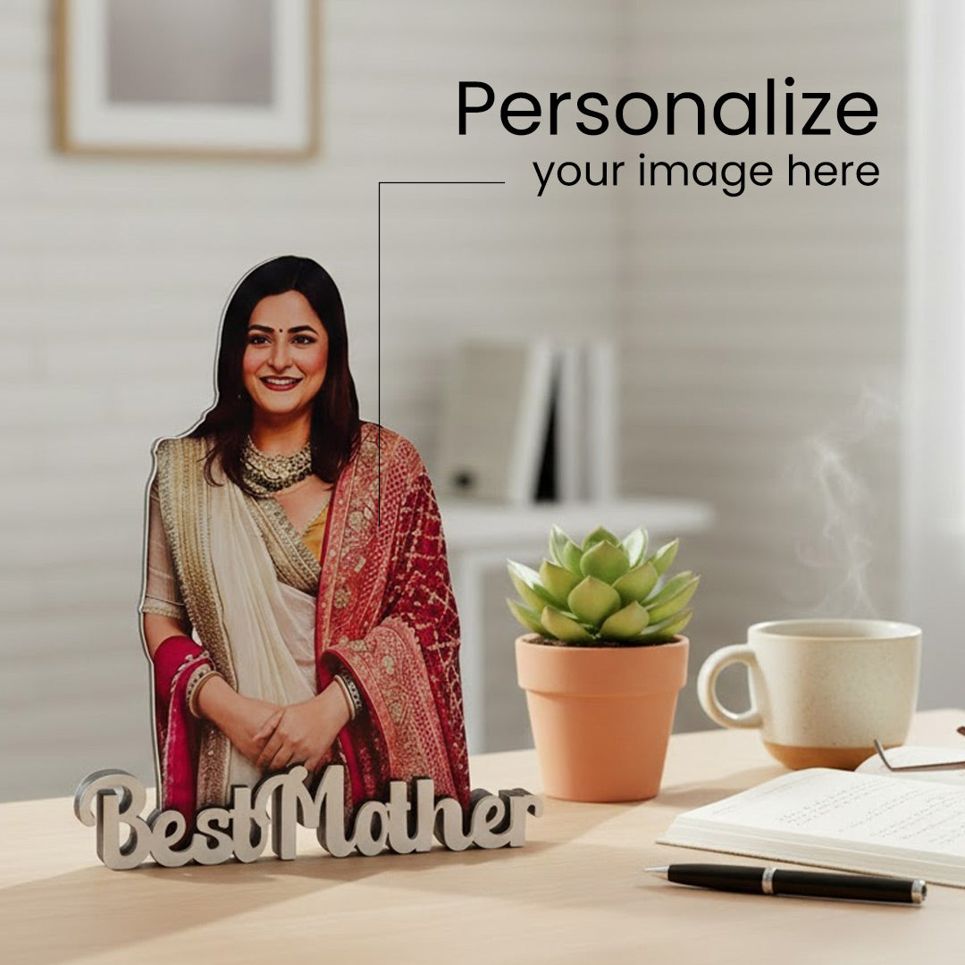 Personalized Cartoon Name Table Stand – Best Mother Edition (7×6 Inch) | Love Craft Gifts