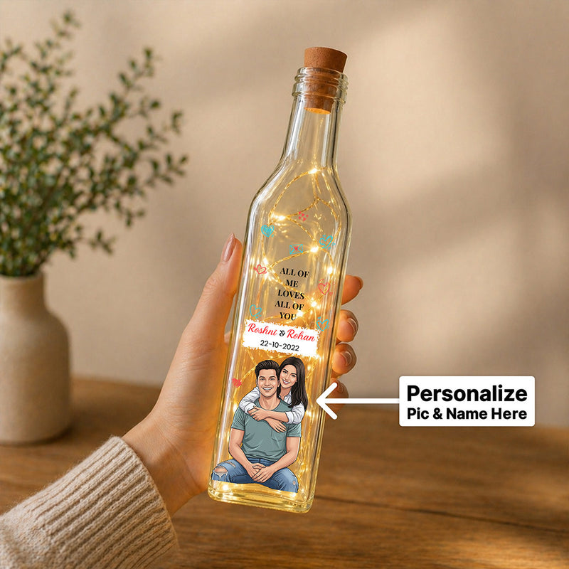 Personalized Couple Photo LED Bottle Lamp (Standard Size) – Romantic Custom Name Light Gift for Anniversary & Love Moments | Love Craft Gifts™