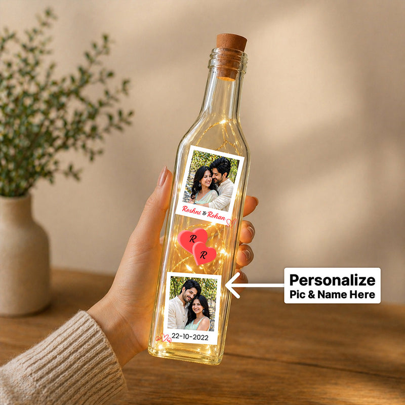 Personalized Photo Memory LED Bottle Lamp – Custom Name & Date Romantic Gift | Love Craft Gifts™