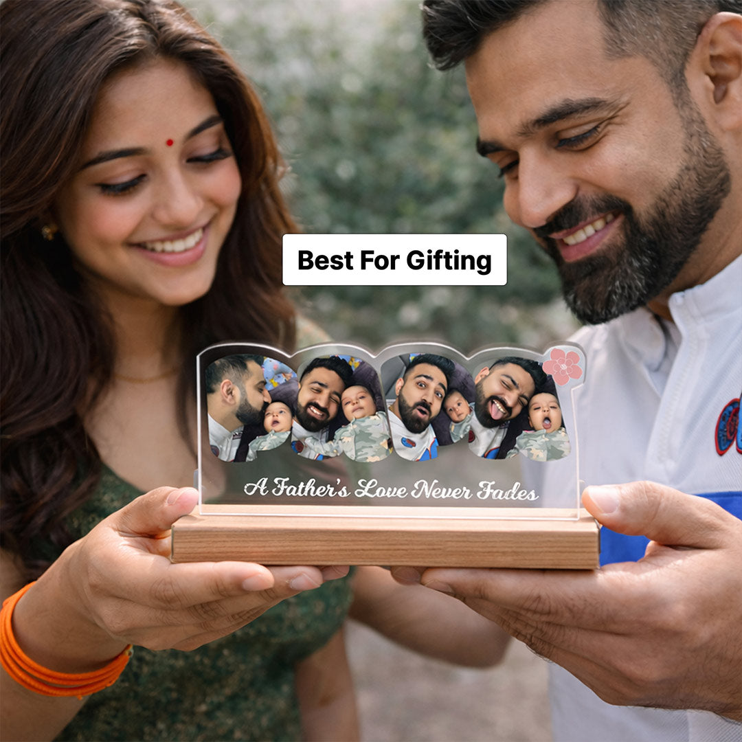 Personalized Father’s Love Photo Acrylic Table Stand (6x3 Inch) Custom Memory Gift for Dad | Love Craft Gifts
