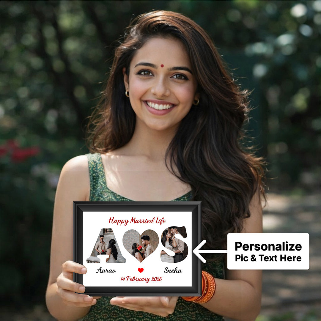 Personalized LOVE Photo Frame with Name & Date Customization 12x8 Inch | Love Craft Gifts