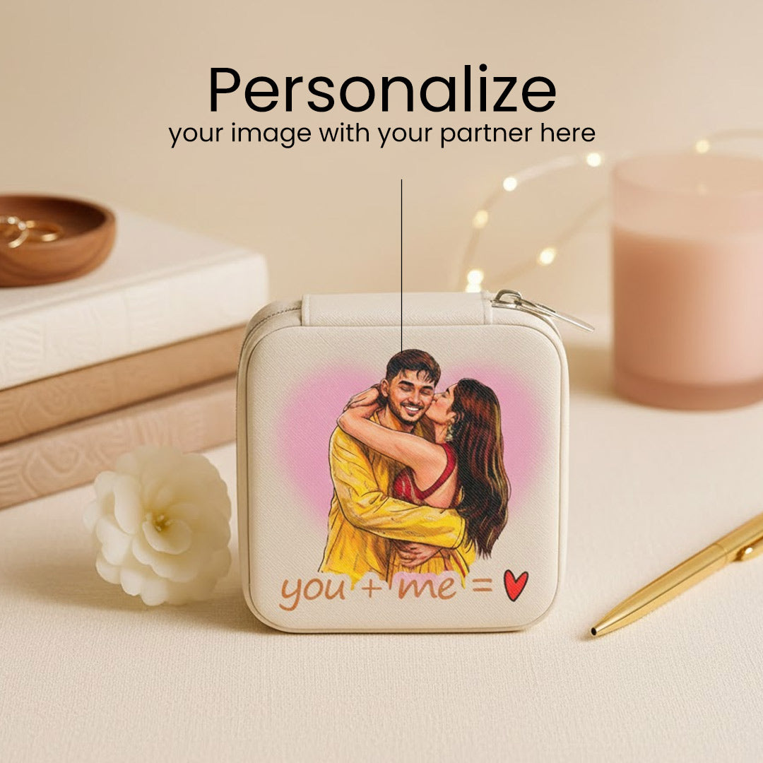 Personalized Couple Photo Jewellery Travel Case (4×4 Inch) | Love Craft Gifts