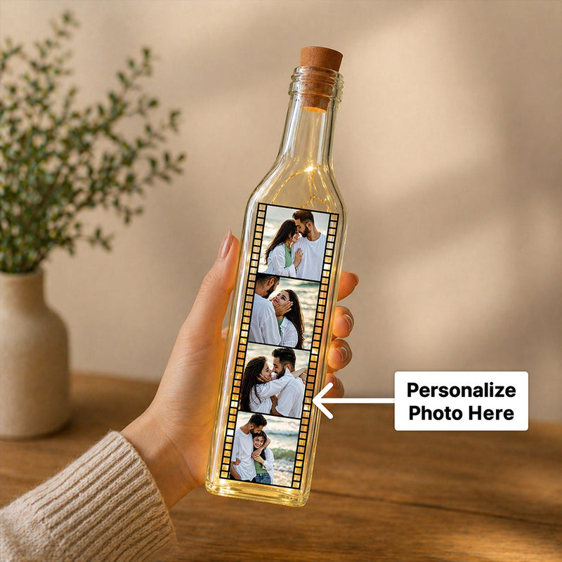 Personalized Film Strip LED Bottle Lamp (Standard Size) – Custom Photo Memory Light Gift for Couples | Love Craft Gifts™