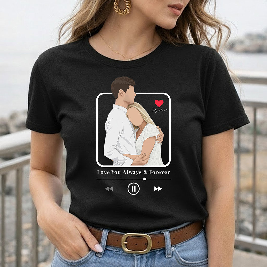 Personalized Couple Music Theme Graphic T-Shirt – Custom Photo Print | Love Craft Gifts