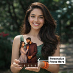 Personalized Couple Photo Key Holder Wooden Wall Hanger – Custom Picture Key Stand (6x8 Inch) | Love Craft Gifts