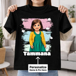 Personalized Cute Girl Photo T-Shirt – Custom Name & Picture Printed Black Tee for Girls | Love Craft Gifts