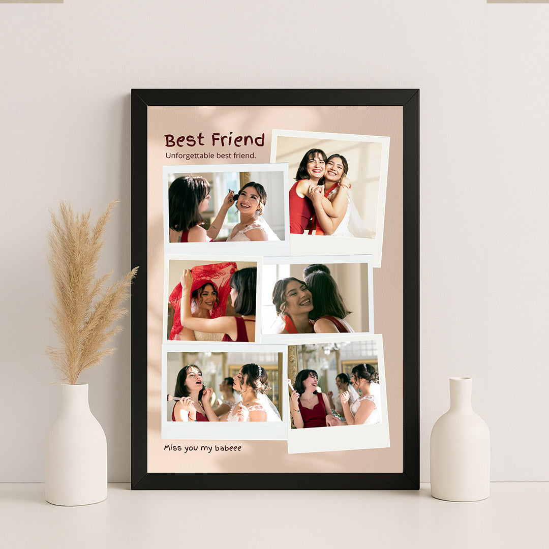 Best Friend Personalized Photo Collage Frame – Polaroid Style Memory Gift | Love Craft Gifts