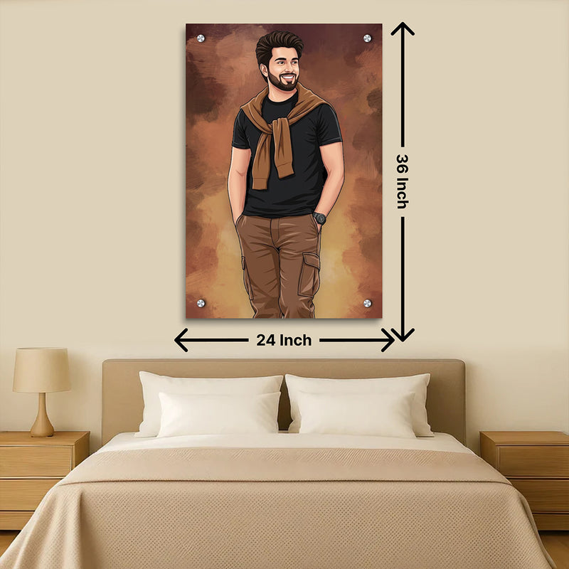 Personalized Toony Cartoon Acrylic Wall Frame for Boys (24x36 Inch) – Custom Photo Portrait Wall Décor | Love Craft Gifts