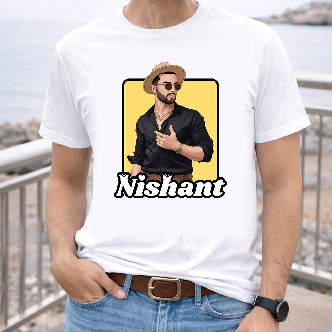 Personalized Cartoon Portrait Graphic T-Shirt – Custom Name & Photo Print | Love Craft Gifts