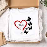 Personalized Heart & Butterfly Name Print White T-Shirt – Unisex Casual Wear | Love Craft Gifts