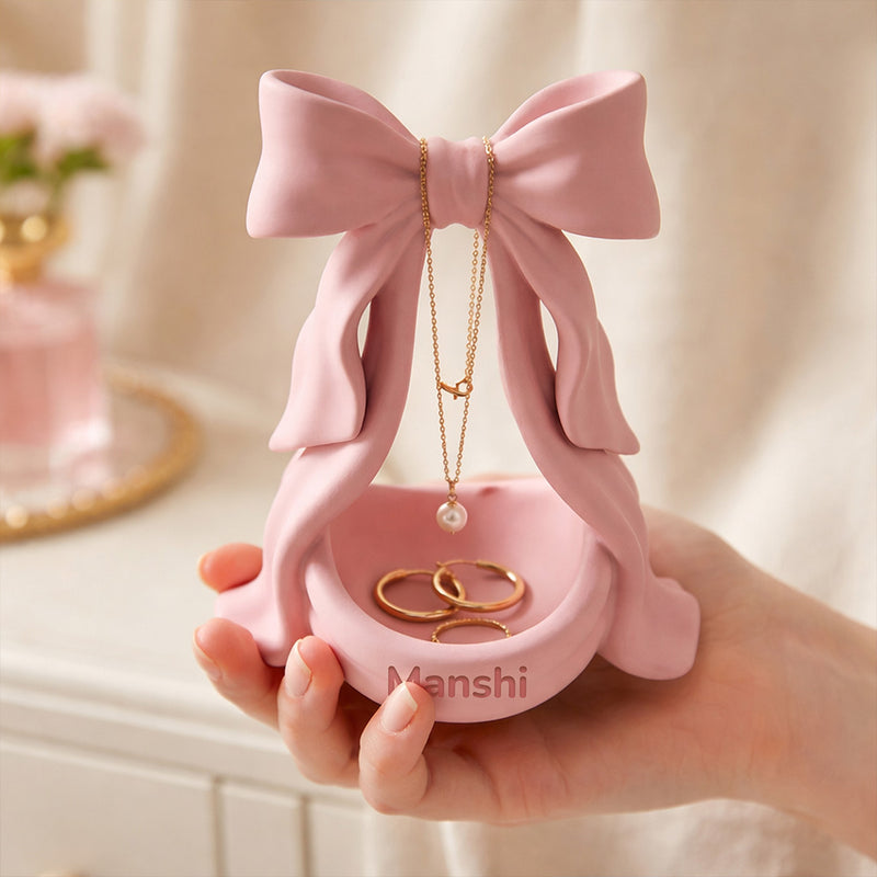 Personalized Bow Jewelry Organizer – Custom Name Ring & Necklace Holder Gift for Her | Love Craft Gifts™