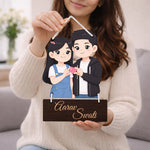 Personalized Couple Cartoon Hanging Frame – Custom Name Cute Wall Décor (9x13 Inch) | Love Craft Gifts