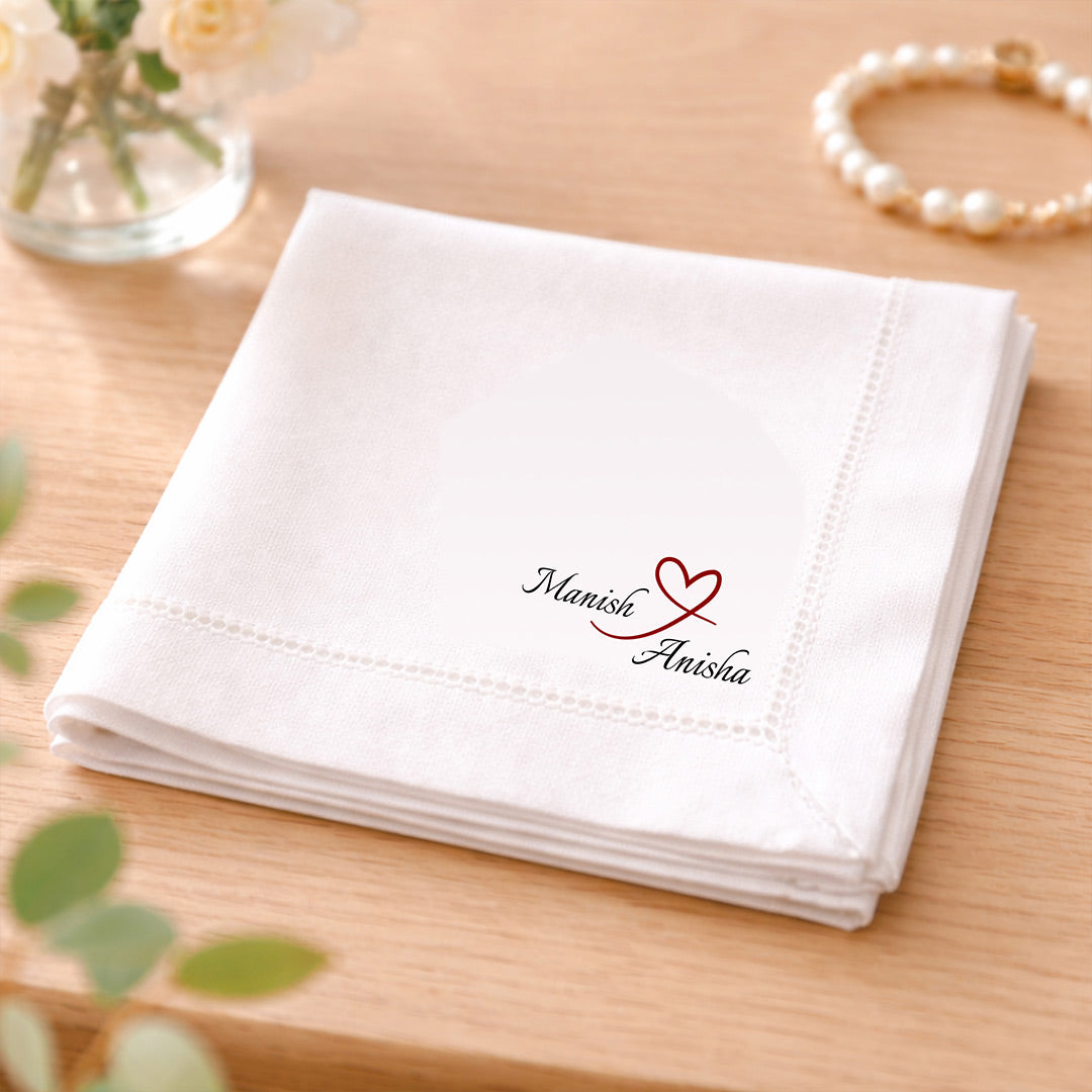 Personalized Couple Name Handkerchief – Custom Romantic Name Printed Hanky | Love Craft Gifts