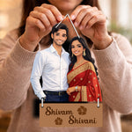 Personalized Couple Wooden Wall Hanging Frame – Custom Photo & Name Romantic Hanging Décor (8x12 Inch) | Love Craft Gifts