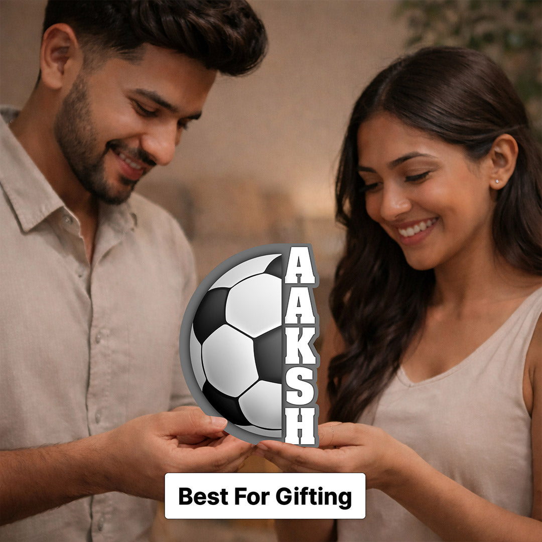 Personalized Football Name Wall Frame – Custom Sports Name Wooden Wall Décor (8x5 Inch) Kids Room Gift | Love Craft Gifts™