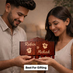 Personalized Wooden Key Holder for Wall – Custom Name Couple Key Stand with Hooks (7x5 Inch) Home Wall Organizer Gift for Husband, Wife & Couples | Love Craft Gifts