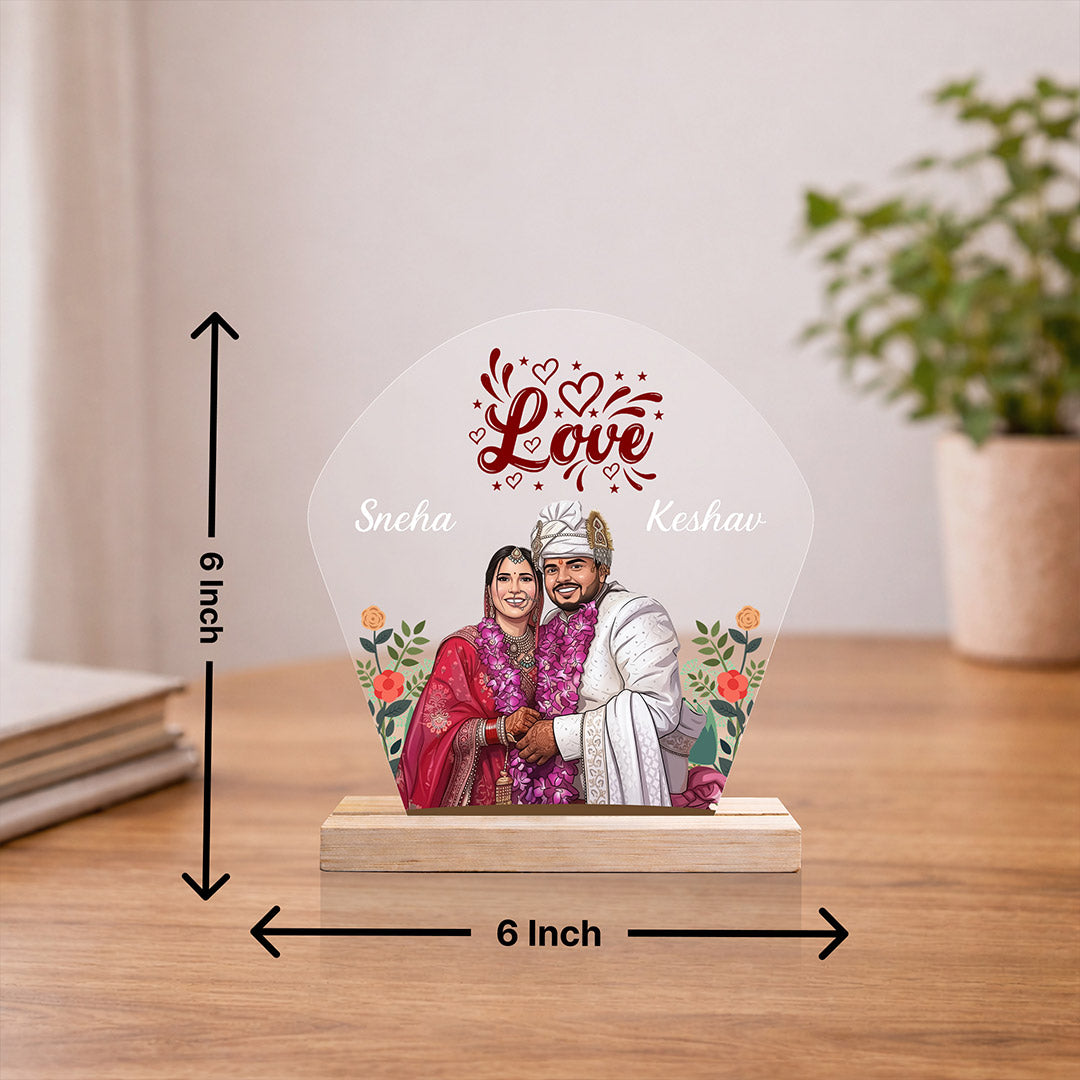 Wedding Special Personalized Acrylic LED Couple Frame (6x8 Inch) – Custom Photo Romantic Night Lamp | Love Craft Gifts