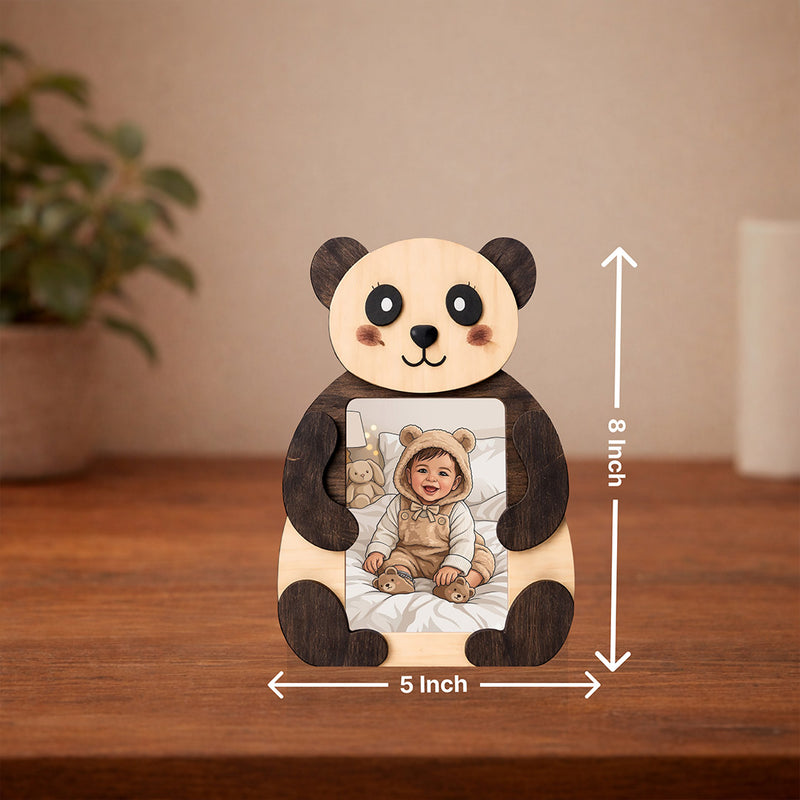 Personalized Panda Wooden Photo Frame (5x8 Inch) – Cute Custom Baby Memory Gift | Love Craft Gifts™