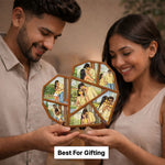Personalized Multi Photo Wooden Collage Frame Table Stand – Custom Cartoon Photo Mosaic Frame Gift for Couples, Friends & Family (9x9 Inch) | Love Craft Gifts