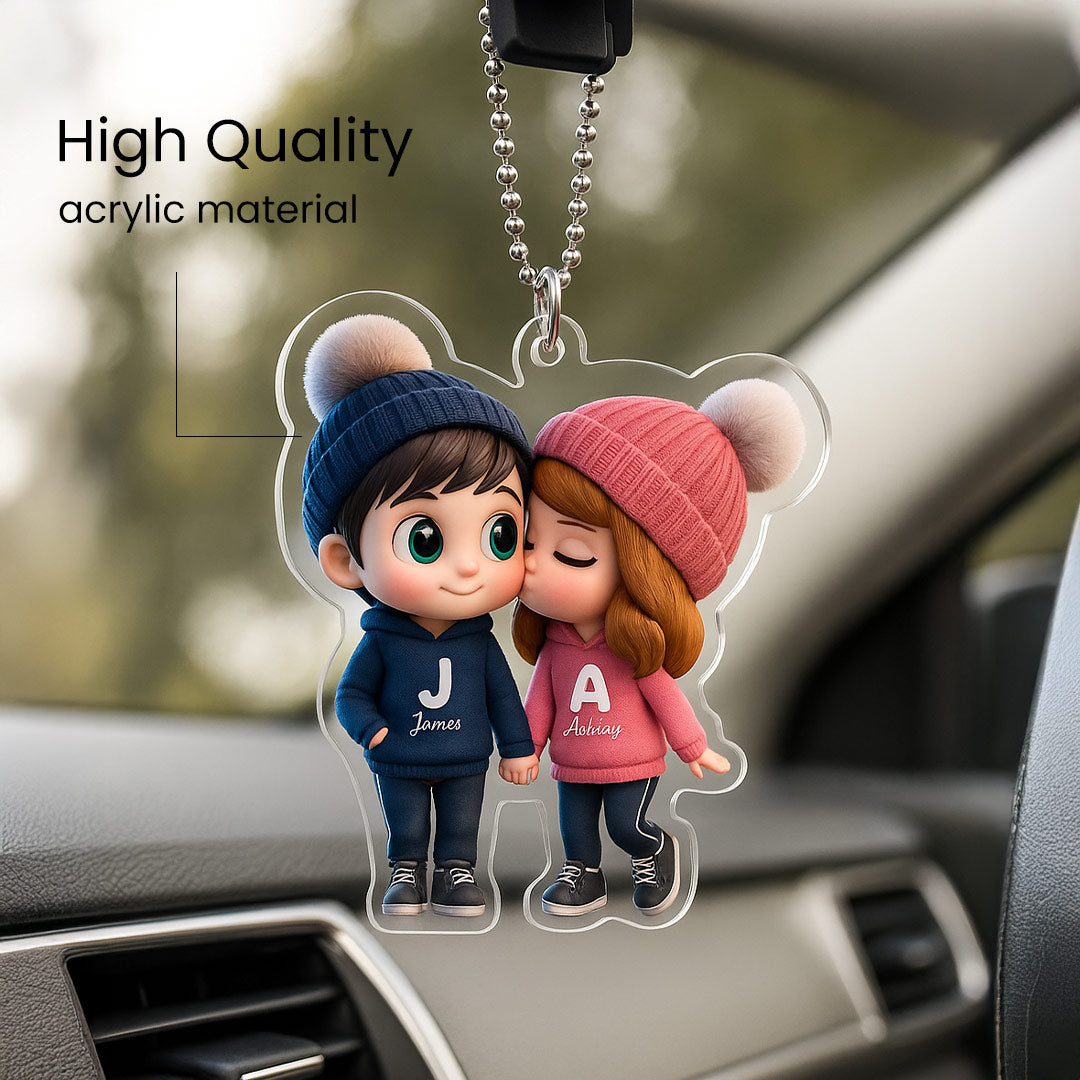 Customized Couple Car Hanger – Initial & Name Design (Acrylic) | Love Craft Gifts