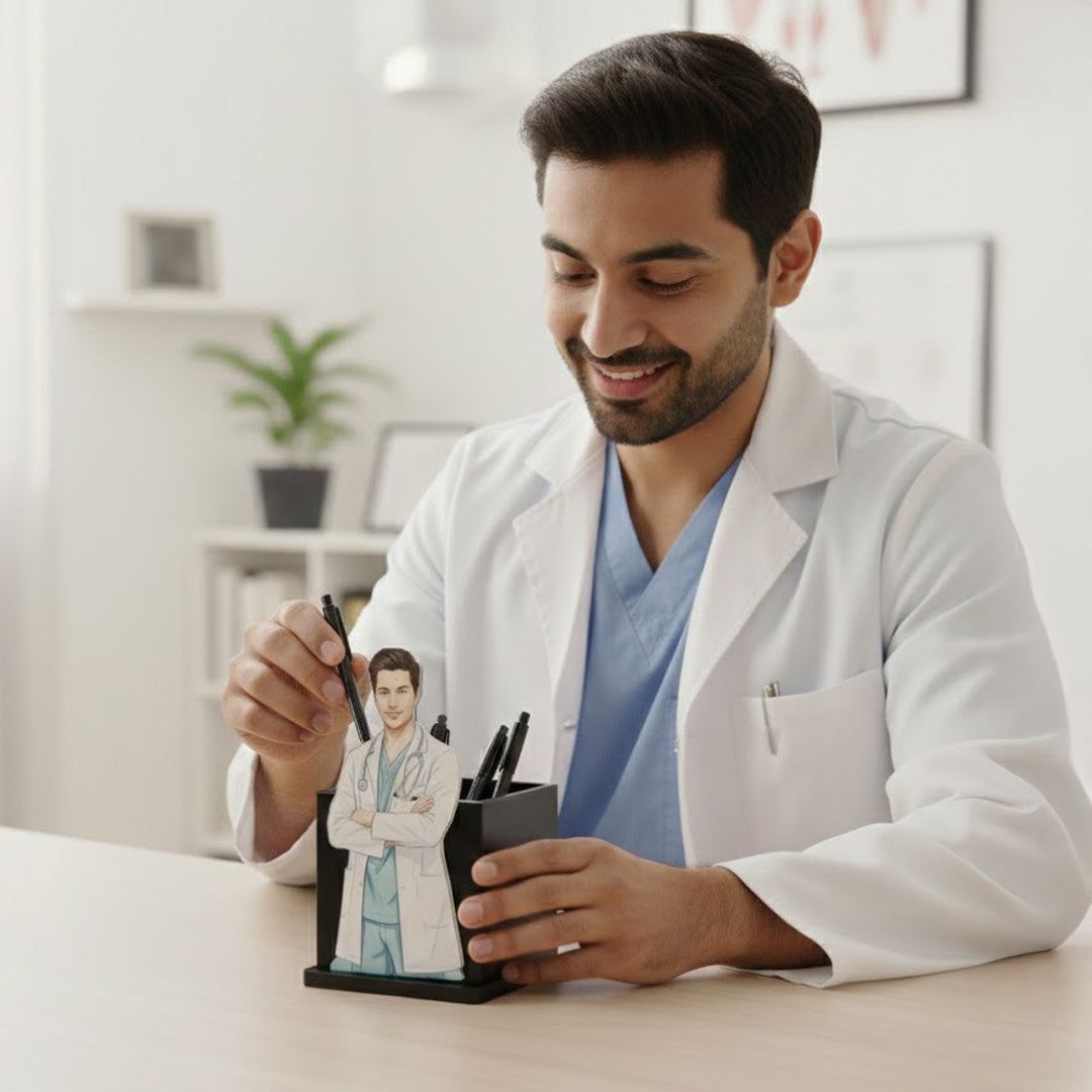 Personalized Doctor Pen Stand with Photo | Love Craft Gifts
