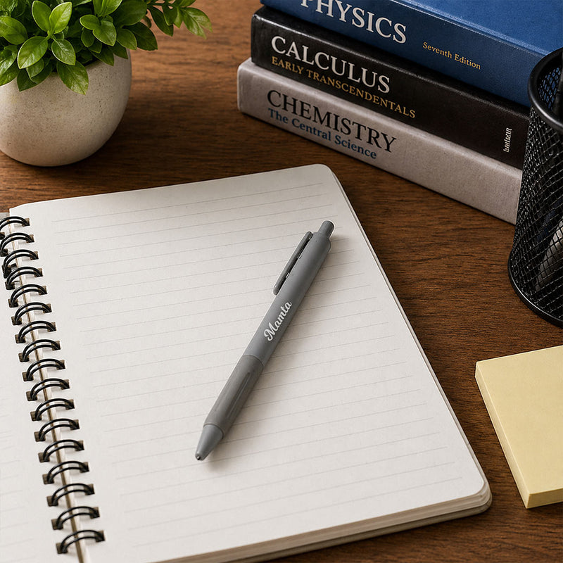 Personalized Grey Name Pen (Standard Size) – Elegant Custom Writing Gift for Professionals & Students | Love Craft Gifts™