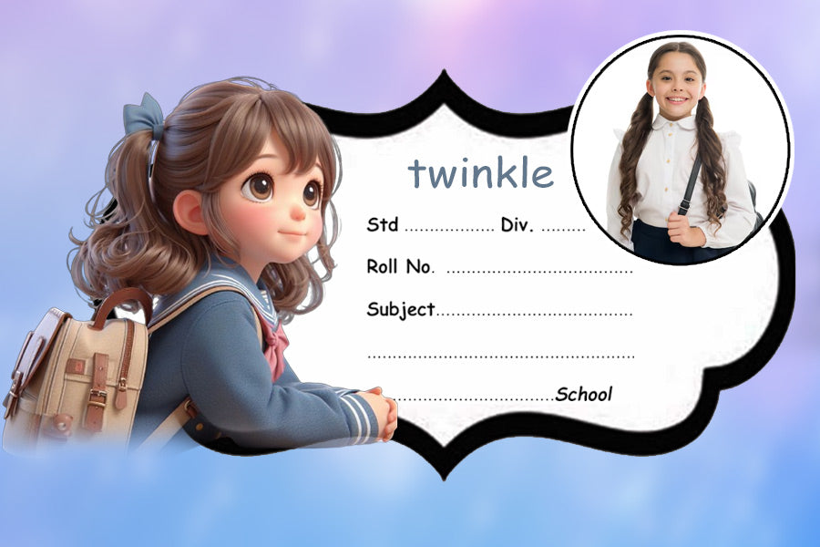 Cartoon Girl Personalised  Notebook Name Slips| Love Craft Gifts |