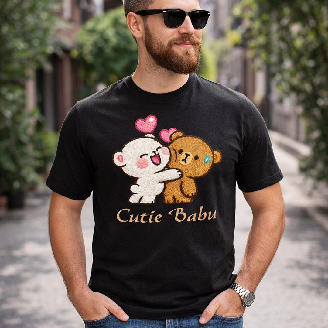 Dugu Bugu Cutie Babu Graphic Print Black T-Shirt – Unisex Casual Wear | Love Craft Gifts