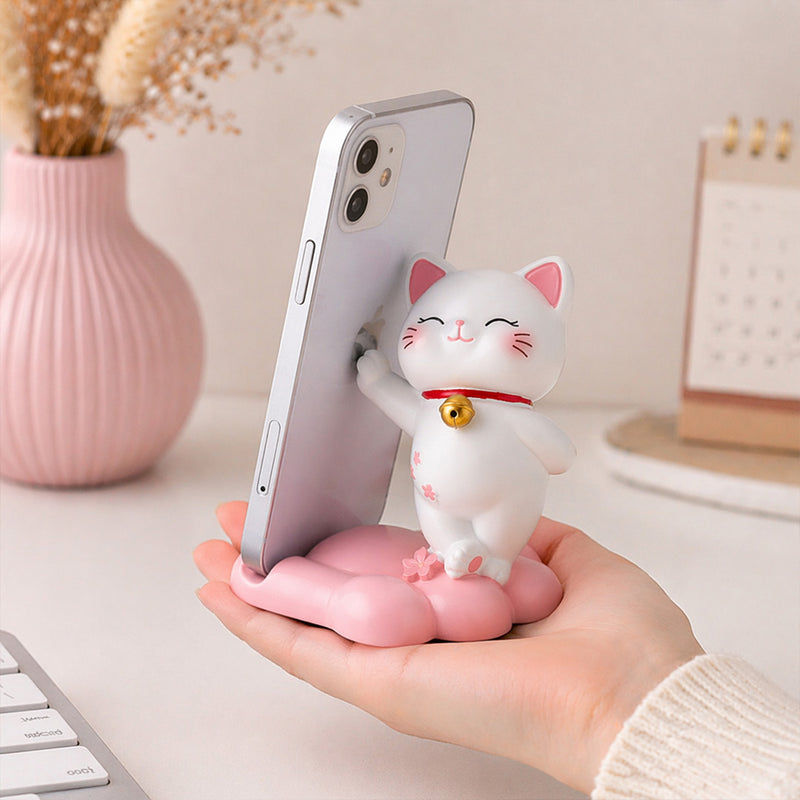 Cute Lucky Cat Mobile Stand Holder (Standard Size) – Adorable Desk Decor Phone Stand Gift | Love Craft Gifts™