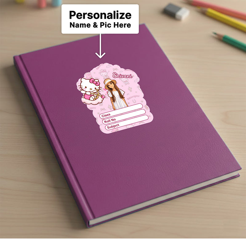 Personalized Kitty Cartoon Kids Name Slips – Illustrated Cartoon Art School Name Stickers (2×3 Inch, 28 Stickers) | Love Craft Gifts