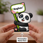 Personalized Panda Name Table Stand (6x8 Inch) – Custom Cute Panda Desk Decor Gift for Kids | Love Craft Gifts™